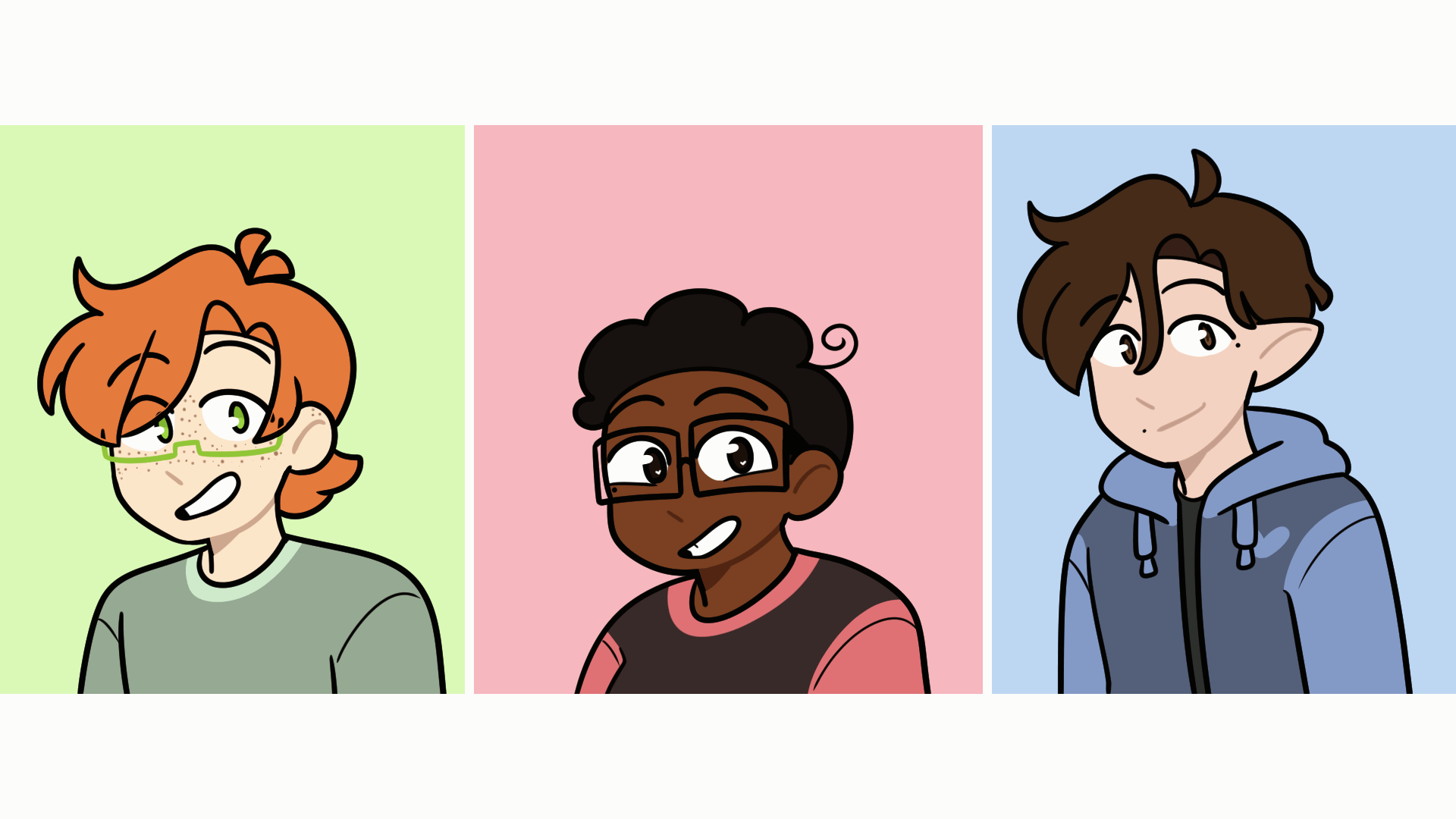 a gif of sym (middle), liam (left), and lucas (right), posing